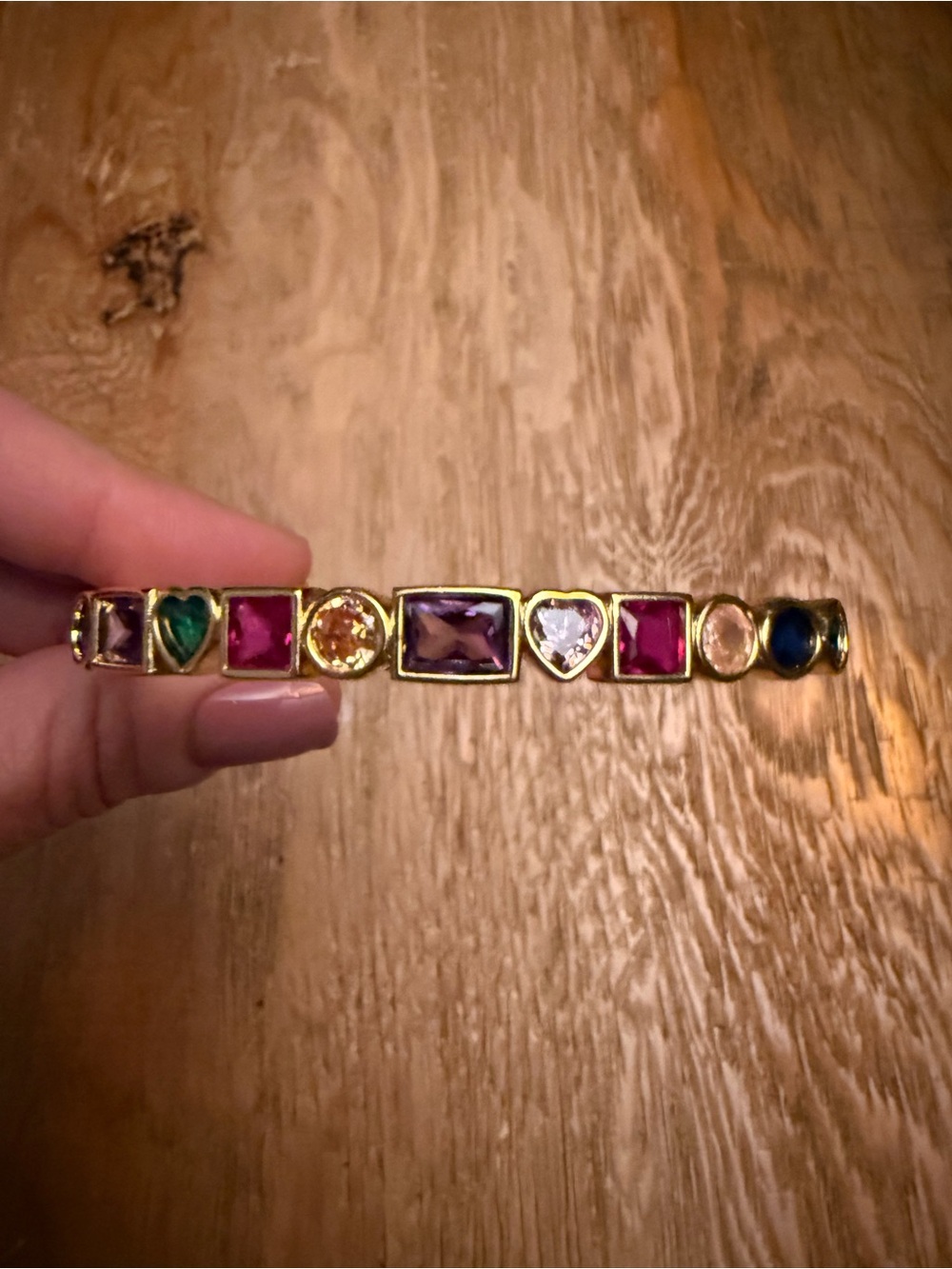 Gold Multi Gemstone Art Deco Cuff Bracelet Women Jewelry